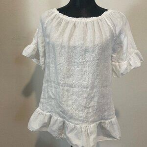 100% white linen women's blouse